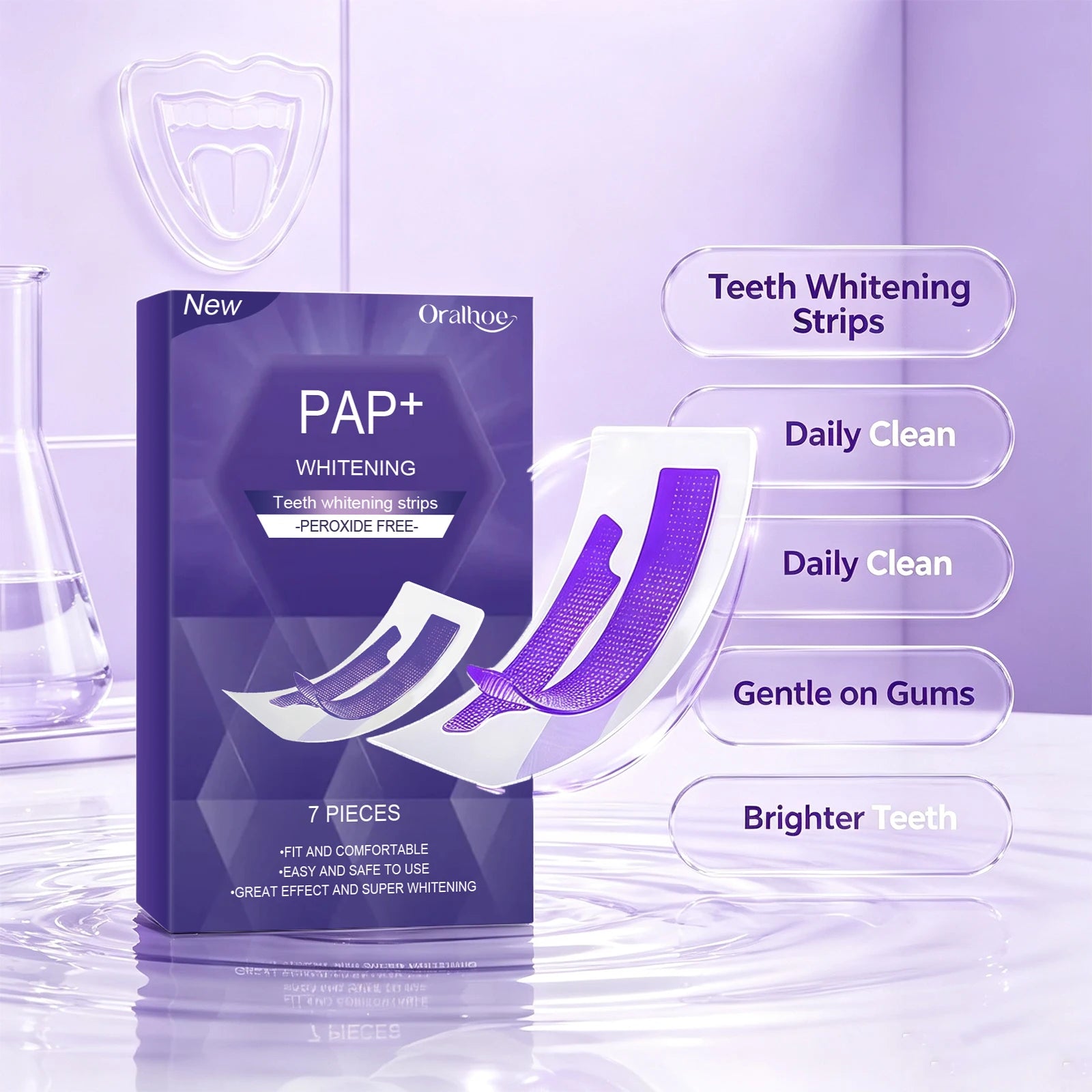 Gentle Peroxide-Free Teeth Whitening Strips - 4