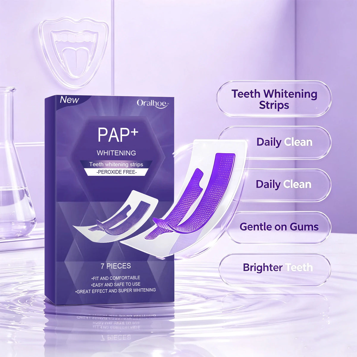 Gentle Peroxide-Free Teeth Whitening Strips