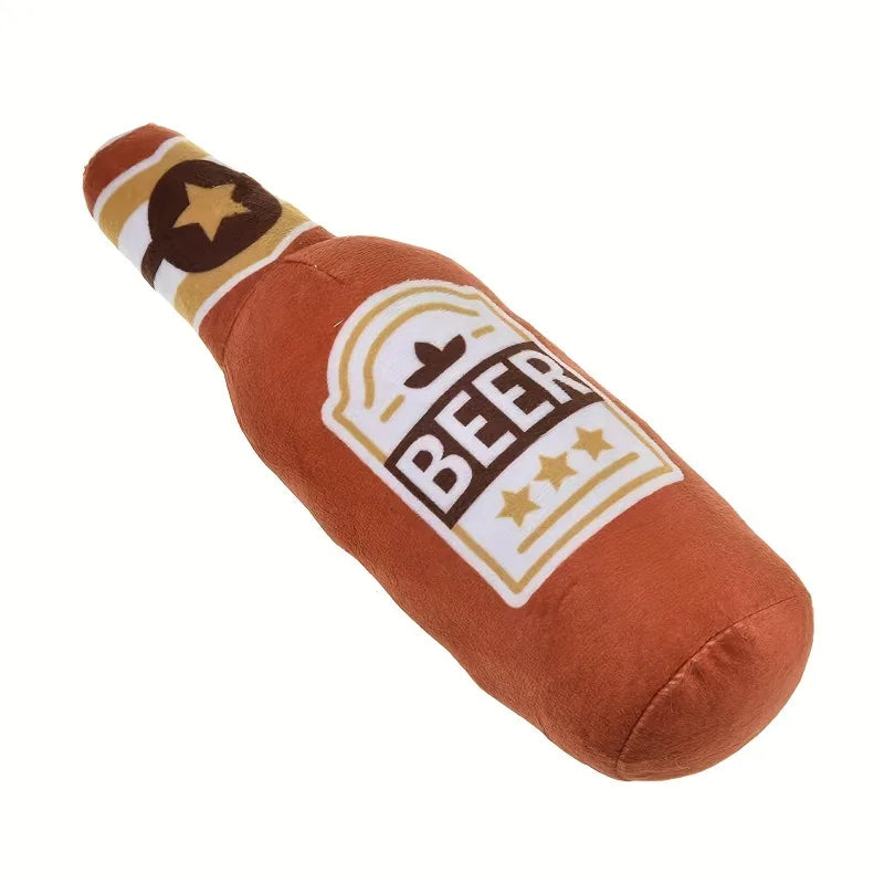 Interactive Beer Bottle Squeaky Plush Toy for Dogs - 10