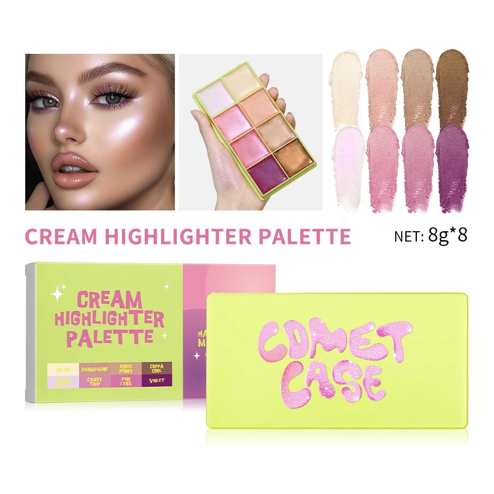 8-Color Cream Highlighter and Contour Palette - 25