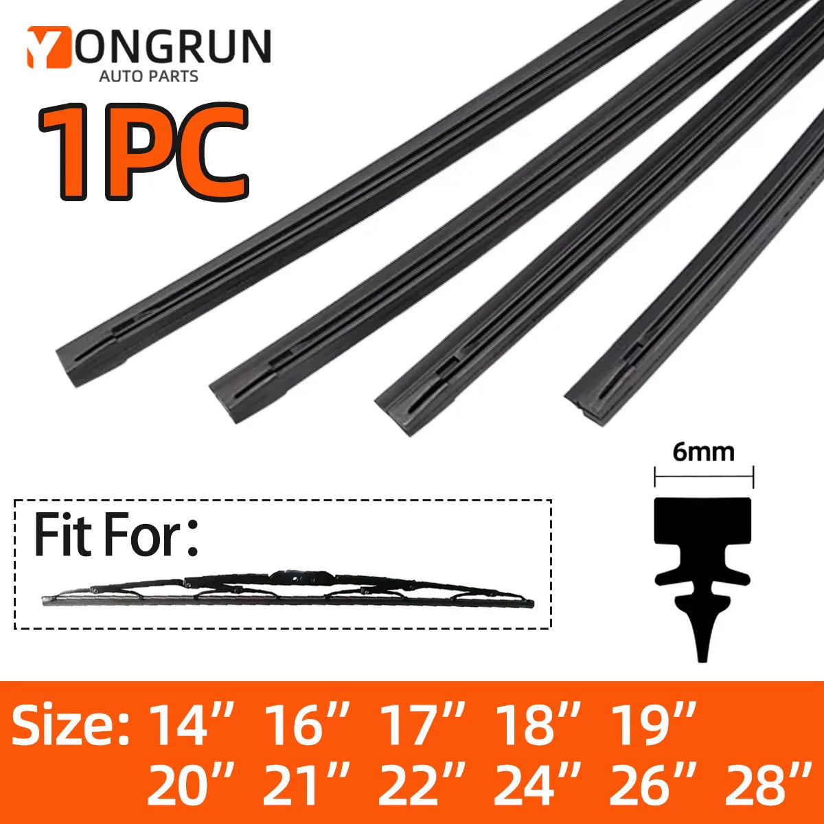 Universal Car Windshield Wiper Blade Rubber Refill Strip