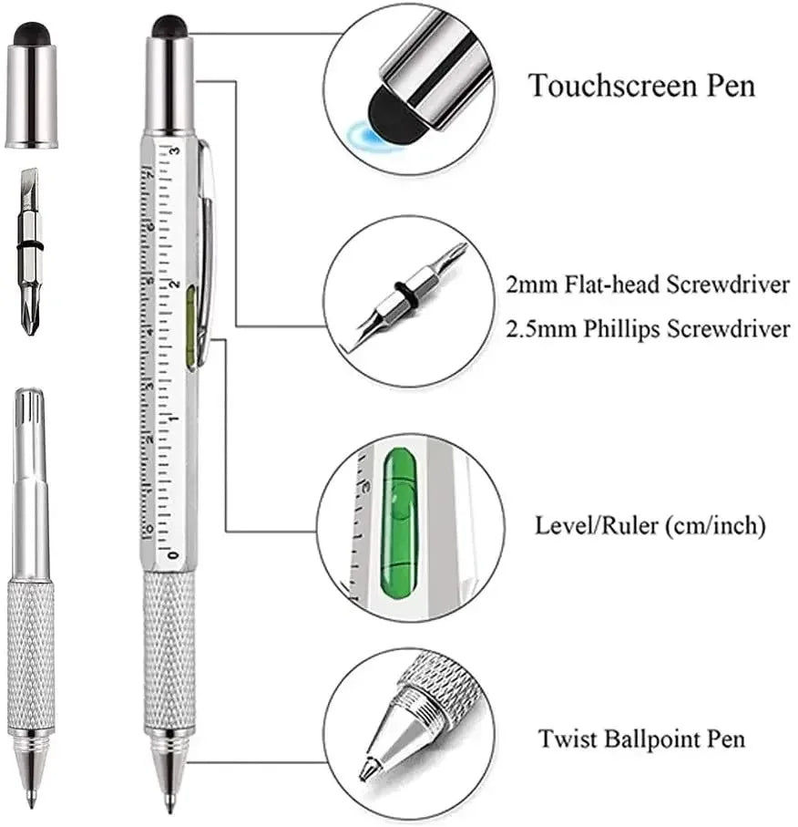 7-in-1 Multifunctional Tool Pen with Stylus and Measuring Gauge