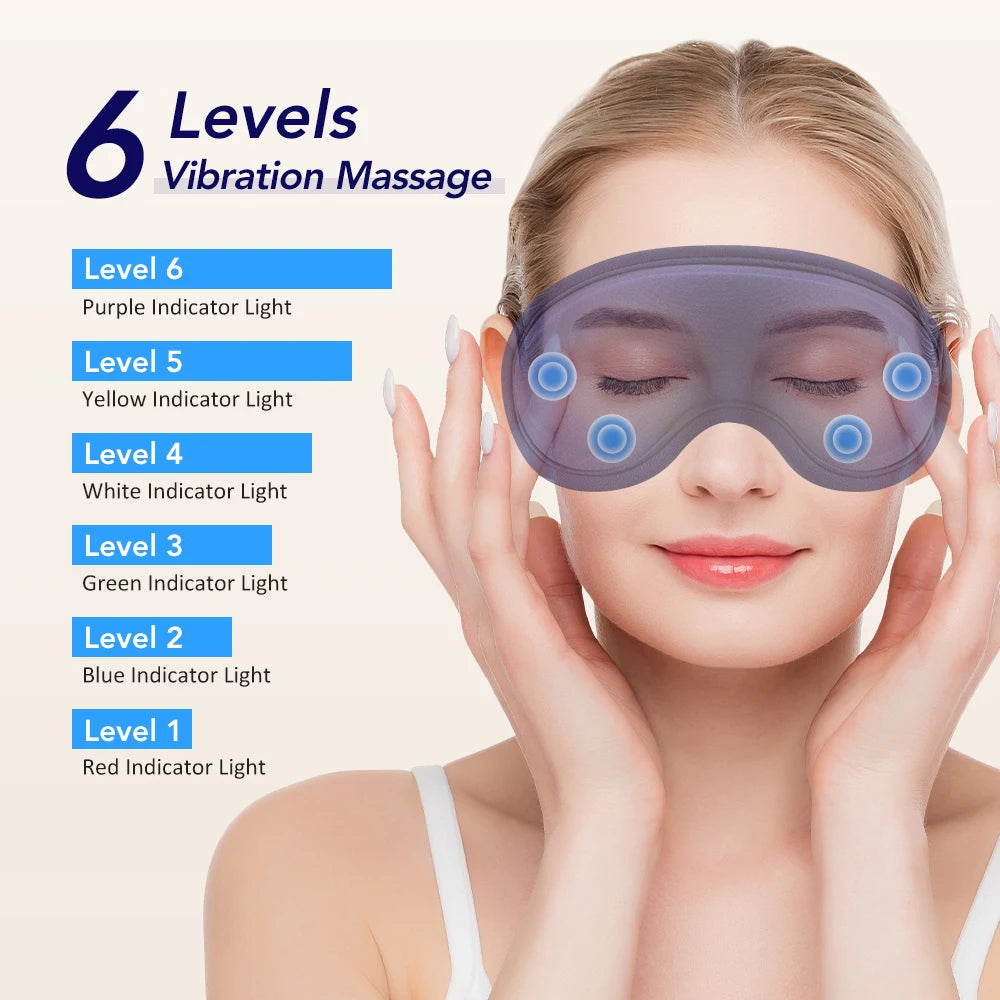 Heated Vibrating 3D Eye Massager Mask for Stress Relief and Sleep