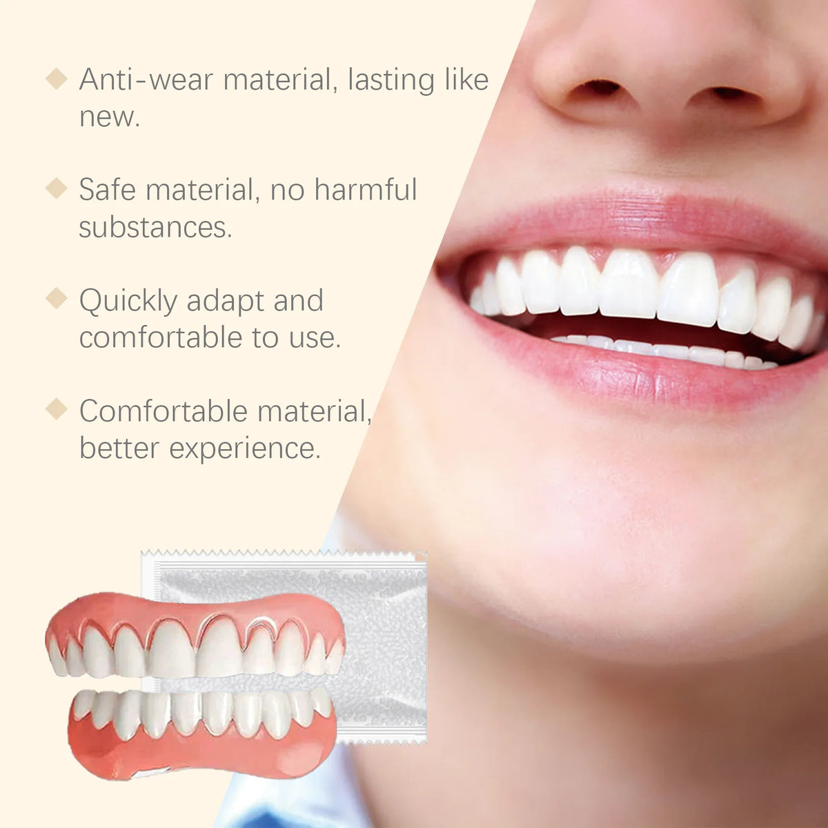 Flexible Silicone Temporary Denture Set for Missing Teeth