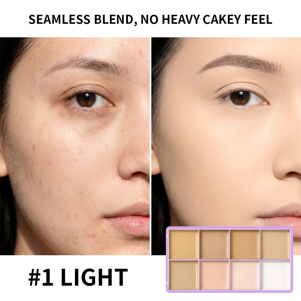 8-Color Cream Concealer and Contour Palette for Full Face Makeup