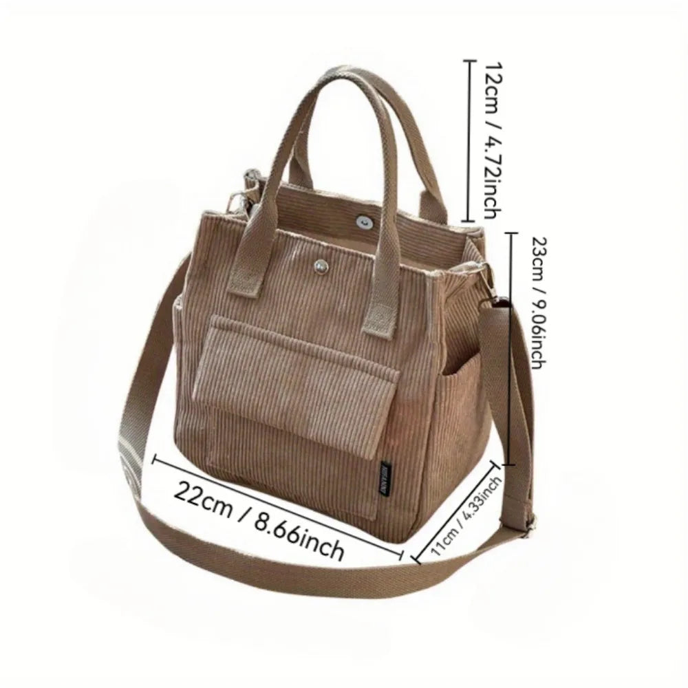 Multifunctional Corduroy Casual Shoulder and Handbag - 6
