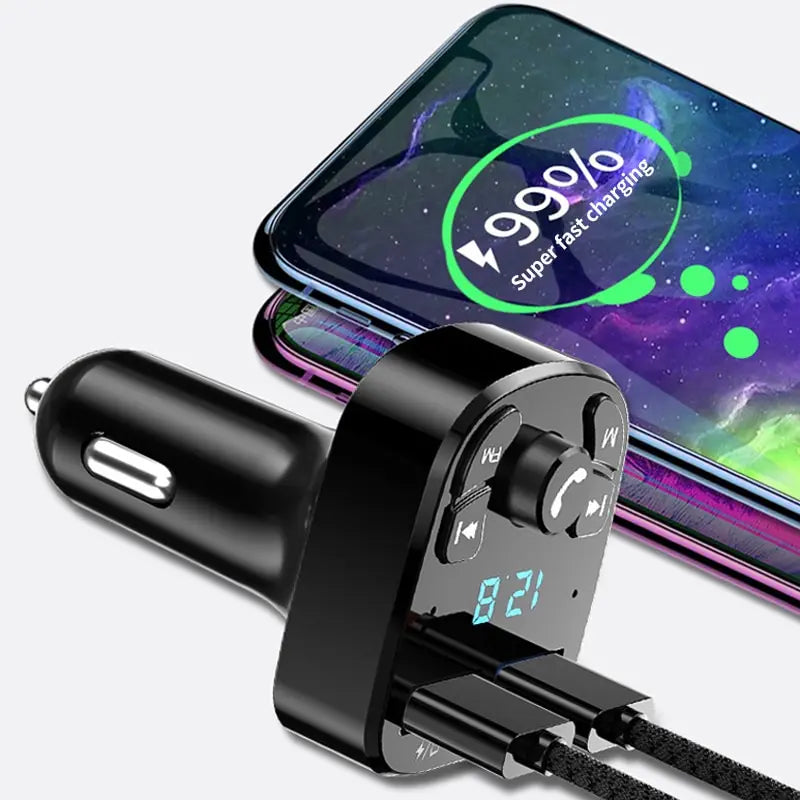 Bluetooth FM Transmitter and Dual USB Car Charger Kit - 5
