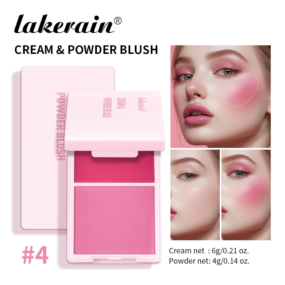 2-in-1 Cream and Powder Blush Palette for Radiant Cheek Makeup - 2