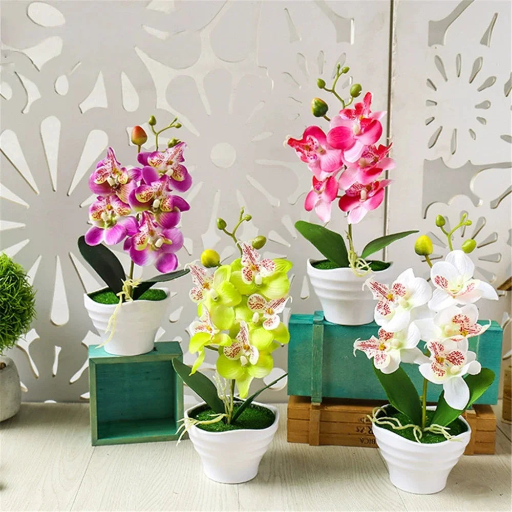 Artificial Orchid Flower Arrangement with Vase