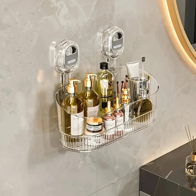 Punch-Free Suction Cup Bathroom Storage Shelf