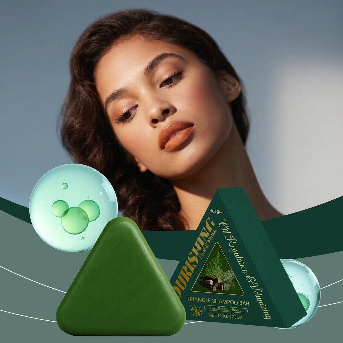 Herbal Triangle Hair Growth Shampoo Bar for Oil Control and Repair