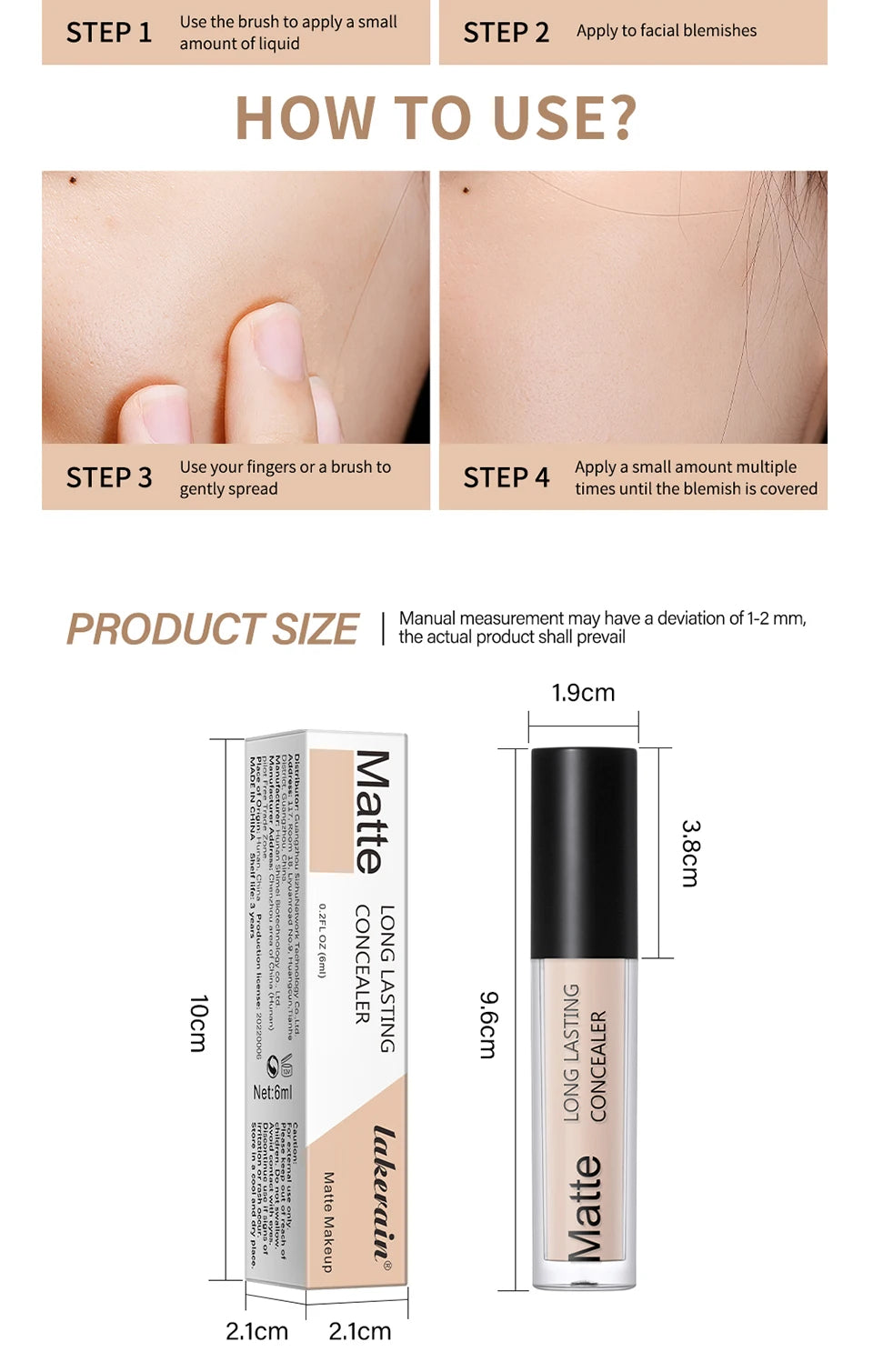 Full Coverage Long-Lasting Liquid Concealer for All Skin Types - 14