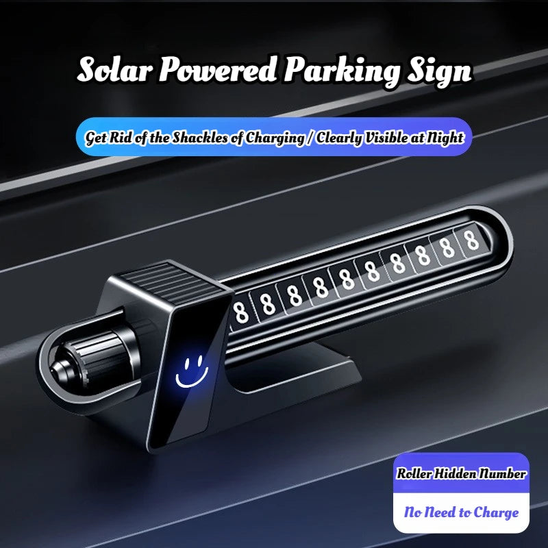 Solar Powered Car Parking Phone Number Plate - 2