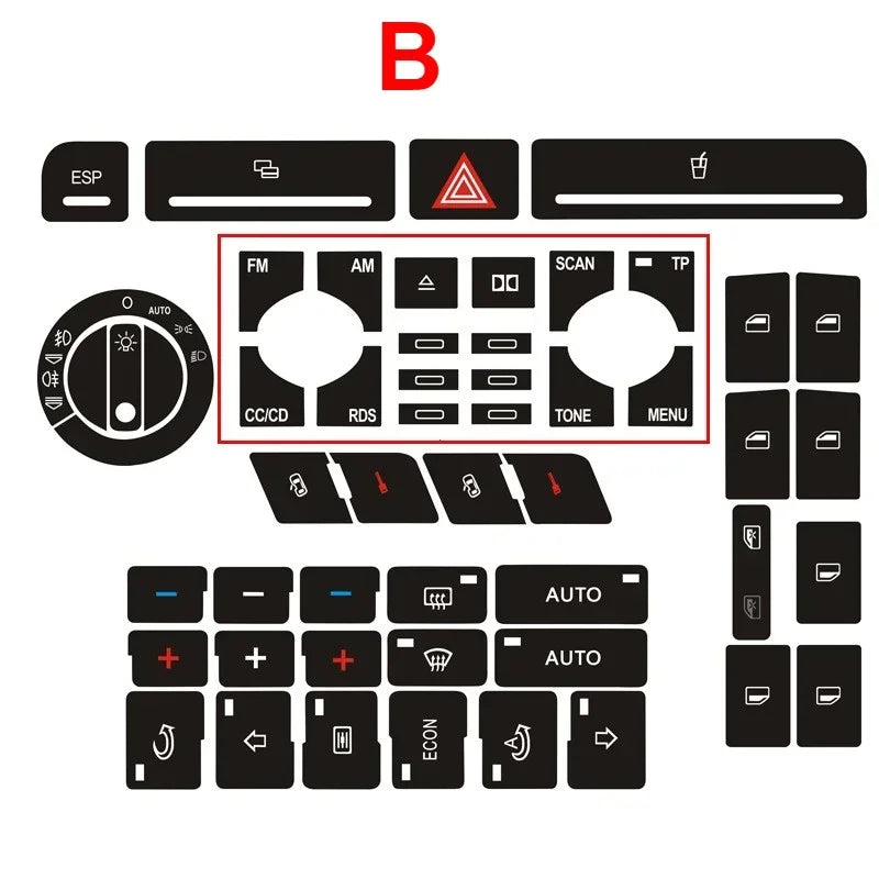 Interior Button Restoration Decal Set for A4 B6 B7