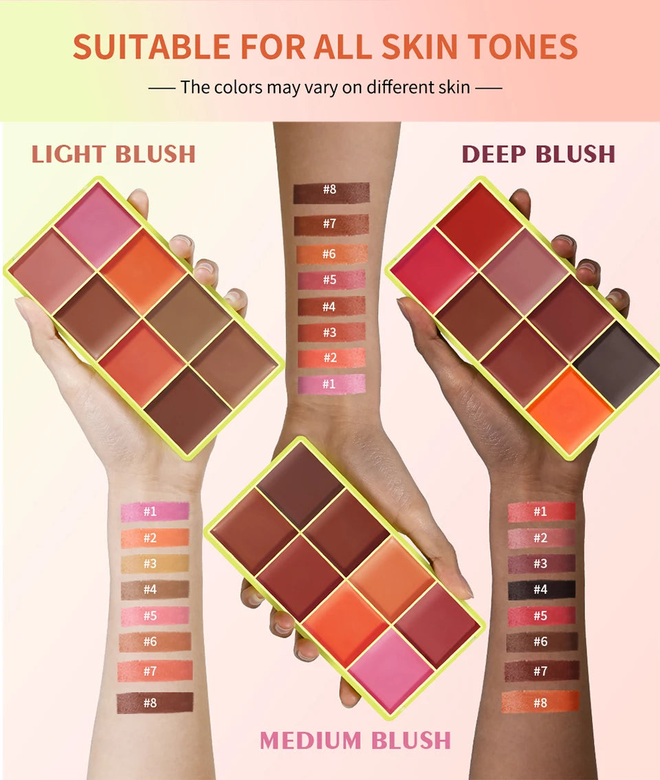 8-Color Cream Blush and Contouring Palette - 12