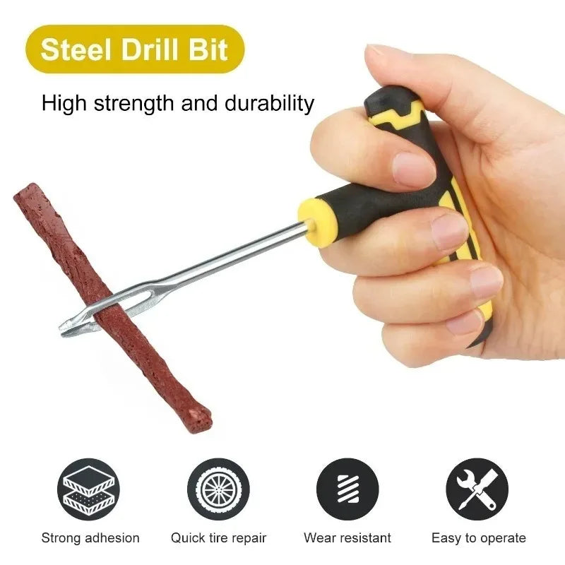 Heavy-Duty Emergency Car Tire Repair Kit for Tubeless Tires - 4