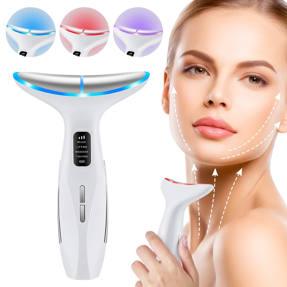 LED Face and Neck Skin Tightening Massage Device