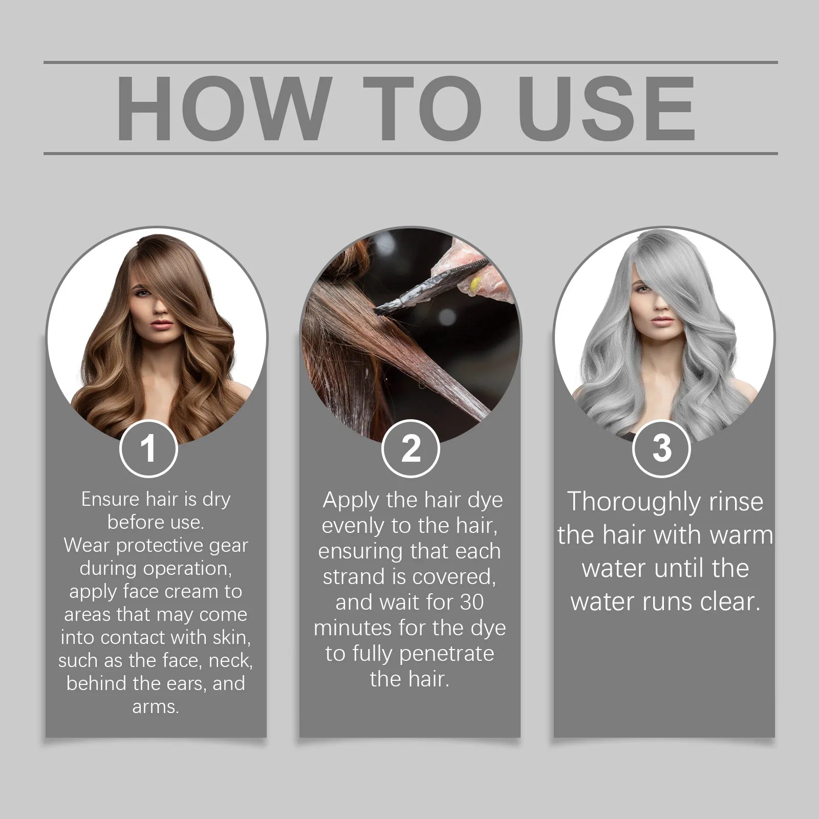 Permanent Silver Gray Hair Dye Cream - 4