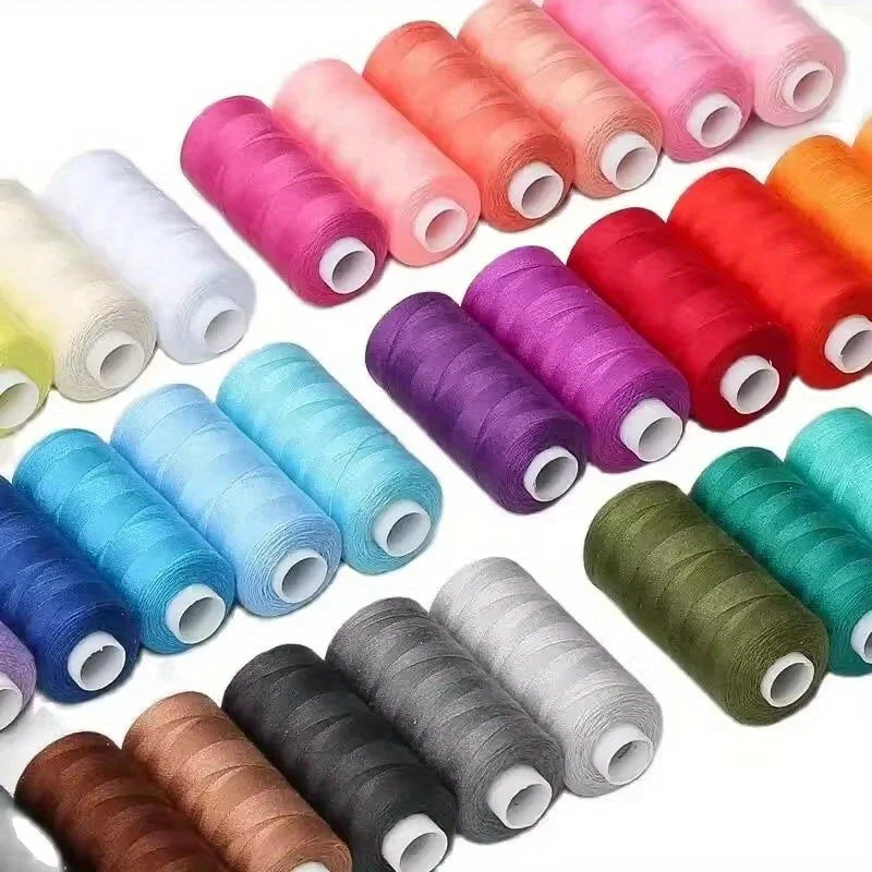 12 Pack Polyester Sewing Thread Set Vibrant Colorful Spools for Crafts