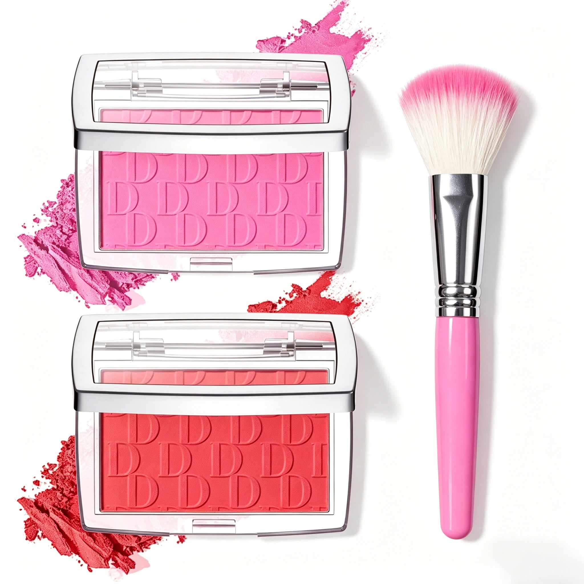 Matte Embossed Blush Palette with Professional Brush - 1