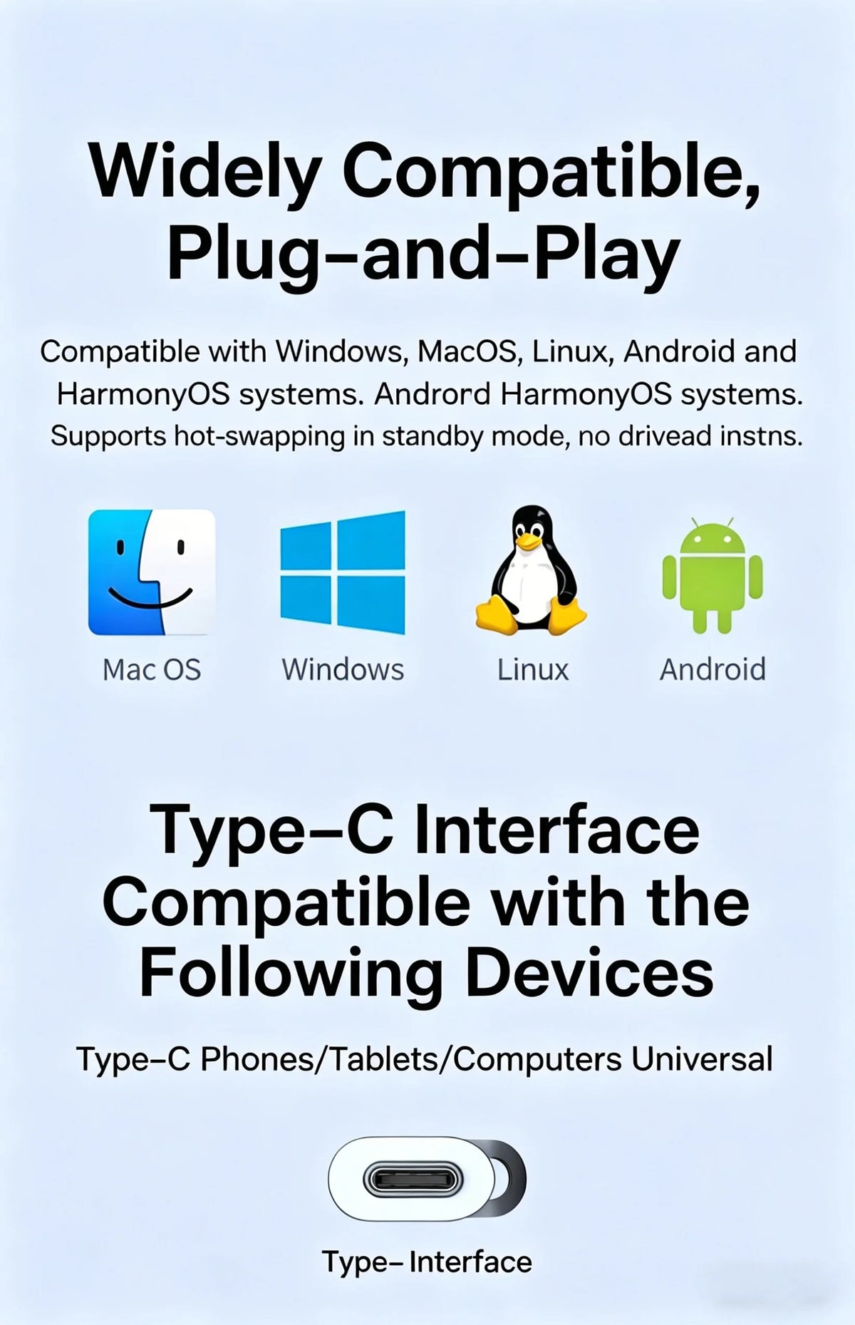 Compact USB-C External TF Memory Card Reader for Smartphones and Laptops