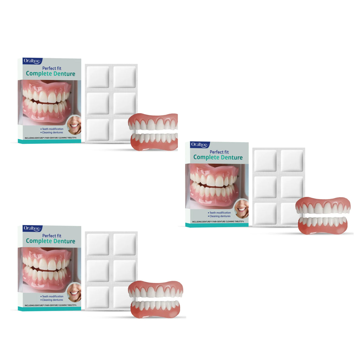 Cosmetic Denture Kit for Covering Missing or Stained Teeth