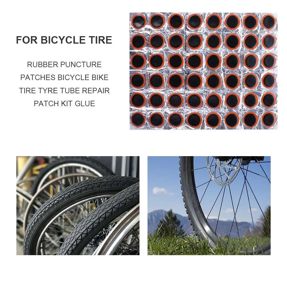48-Piece Bicycle Tire Puncture Repair Patch Kit - 10