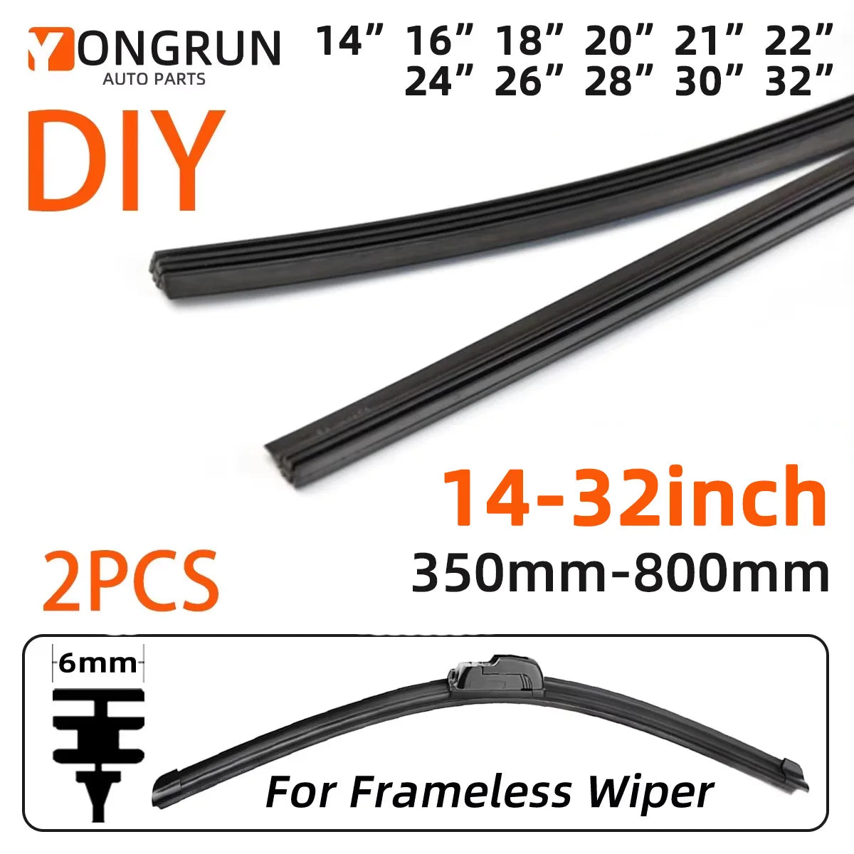 Replacement Rubber Strips for Car Windshield Wiper Blades - 1