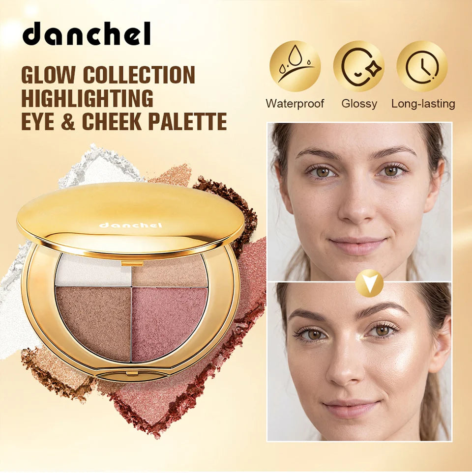 4-Color Shimmering Highlighting and Contouring Face Palette