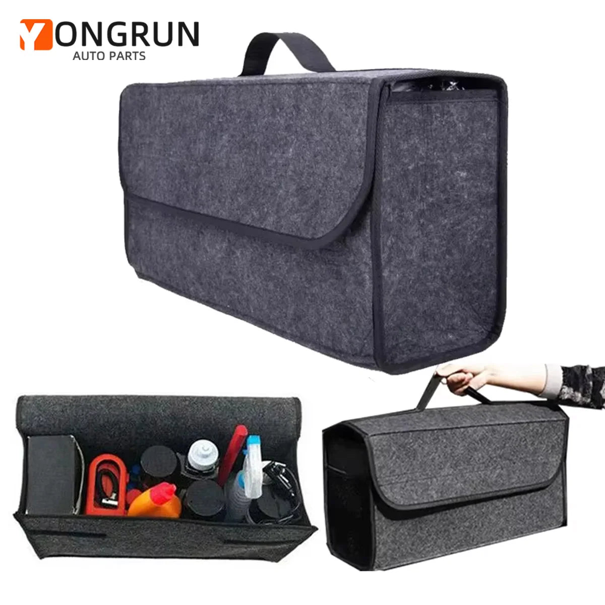 Portable Car Trunk Organizer Felt Storage Bag for Auto Tools and Gear - 1