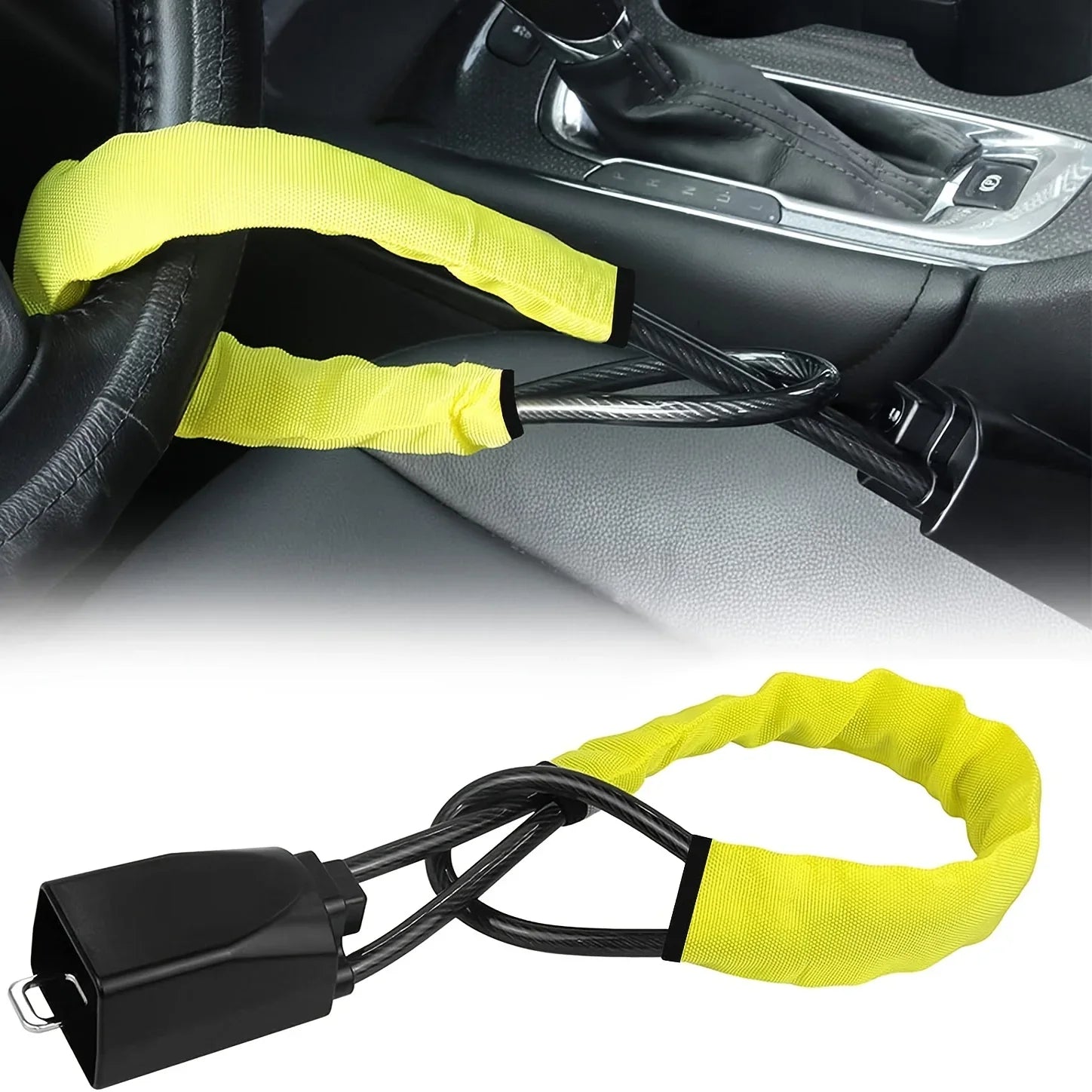 Universal Anti-Theft Car Steering Wheel and Seat Belt Security Lock - 10