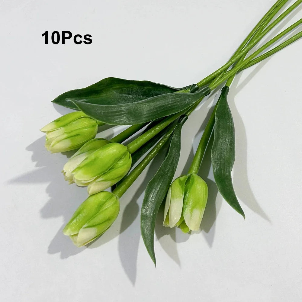 10Pcs Artificial Tulip Bouquet Realistic Faux Flowers for Home Decor - 15