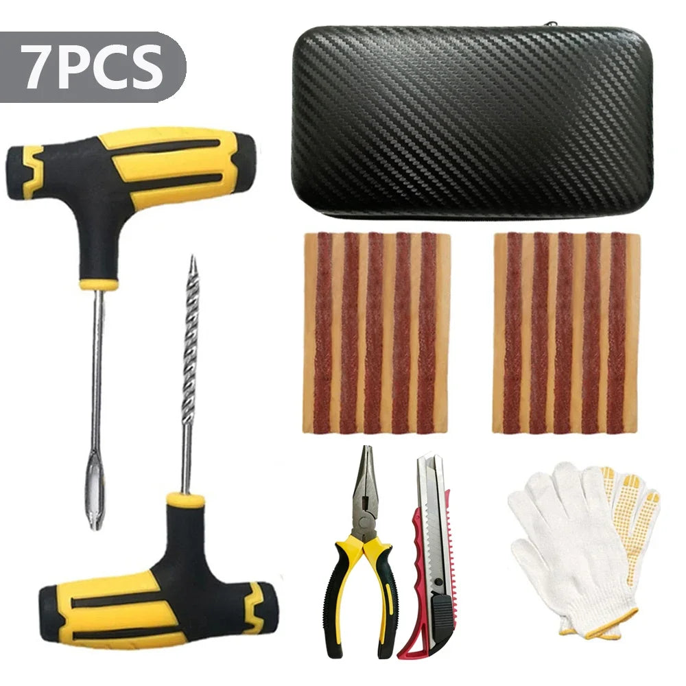 Emergency Tubeless Tire Puncture Repair Kit with Storage Case - 21