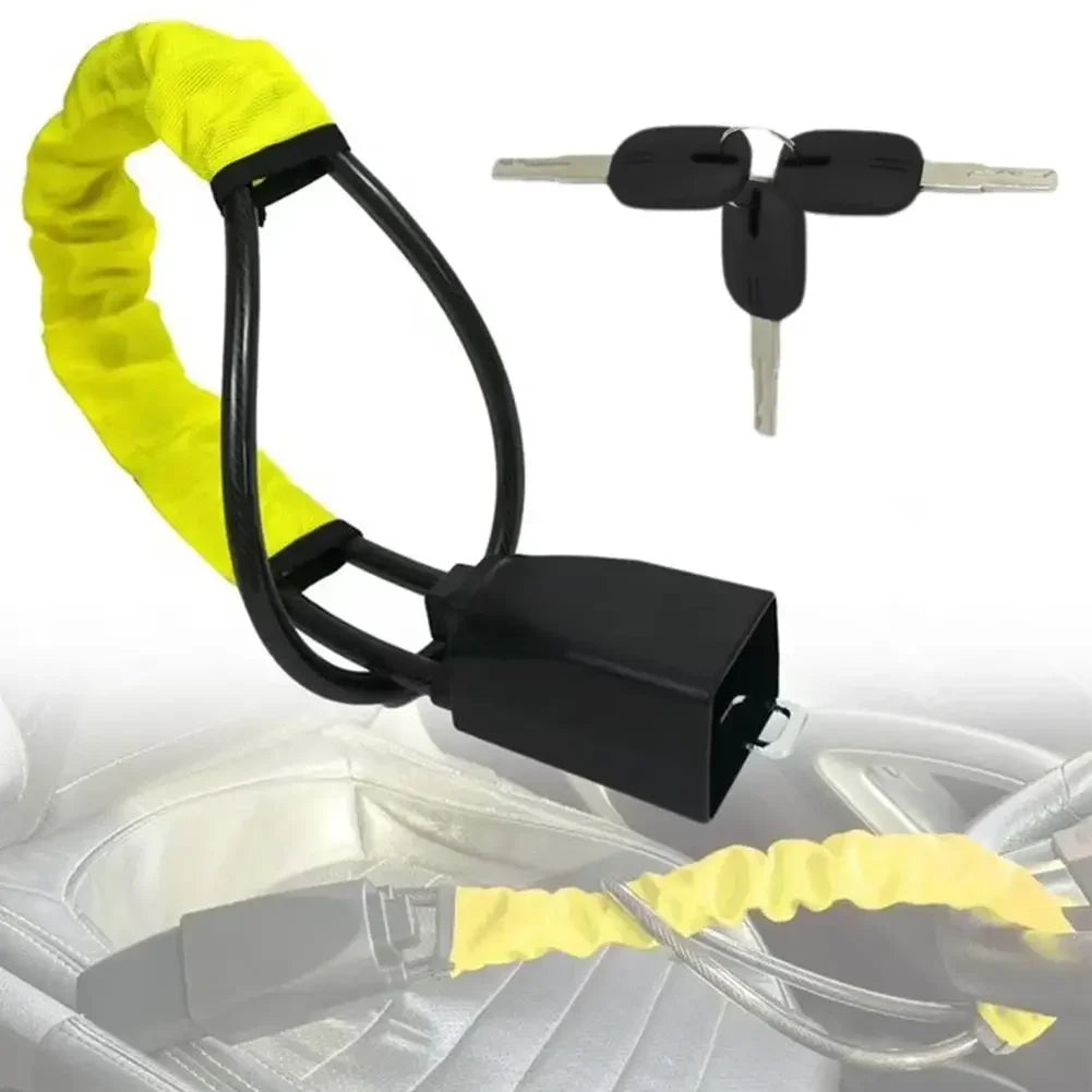 Anti-Theft Braided Steel Steering Wheel and Seat Belt Lock