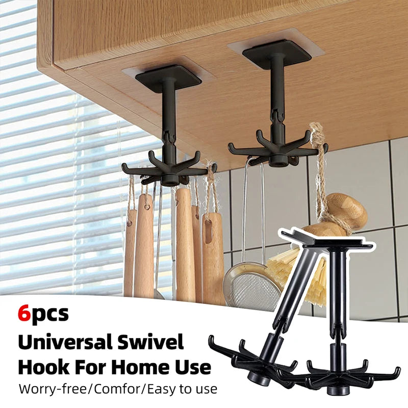 360° Swivel Six-Claw Adhesive Hook for Kitchen and Bathroom - 1