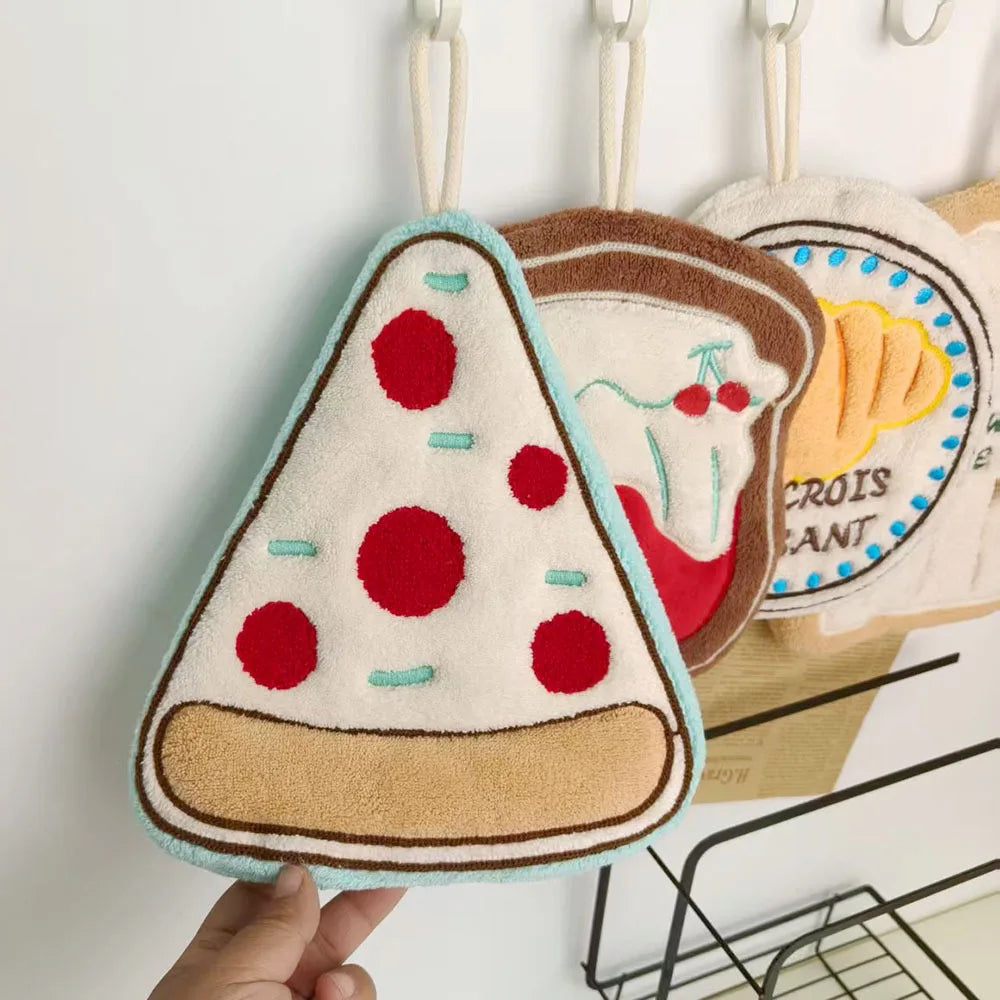 Absorbent Food-Shaped Hanging Hand Towel for Kitchen and Bathroom