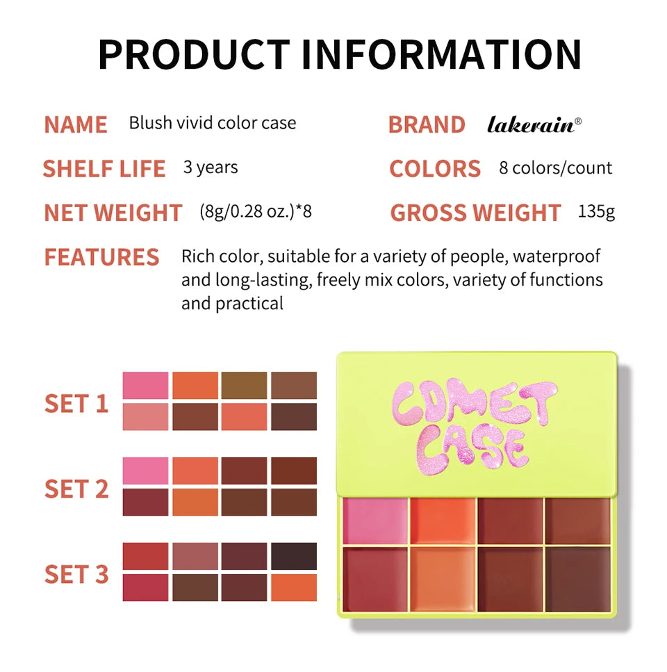 8-Color Cream Blush and Contouring Palette - 16