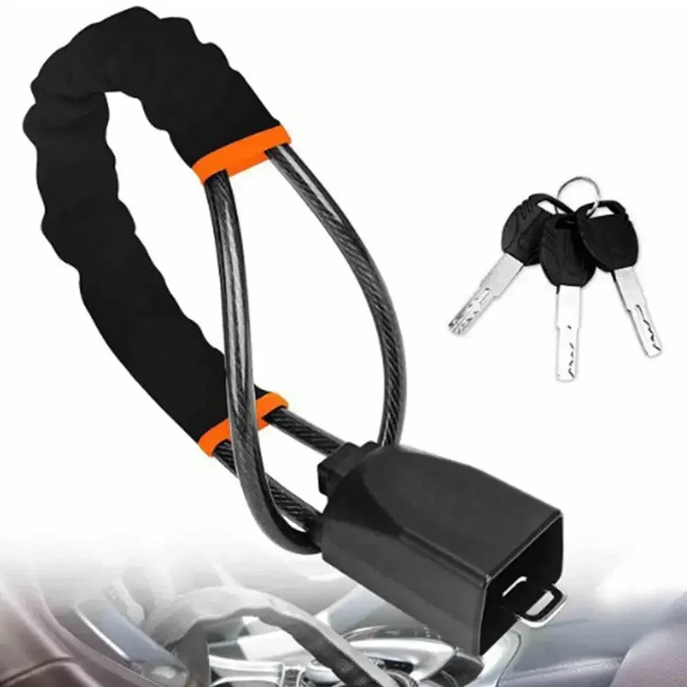 Anti-Theft Braided Steel Steering Wheel and Seat Belt Lock