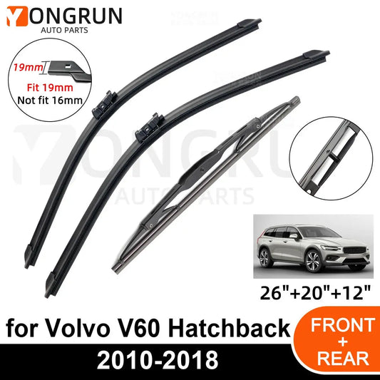 Front and Rear Wiper Blade Set for Volvo V60 Hatchback 2010-2018