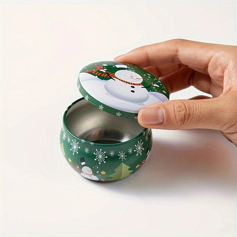 10 Pcs Christmas Candle Tins Festive Metal Jars for Crafting Gifts - 9