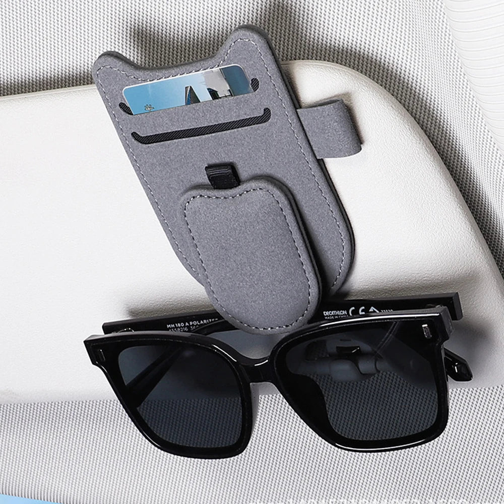 Magnetic Car Sun Visor Sunglasses and Ticket Holder - 2