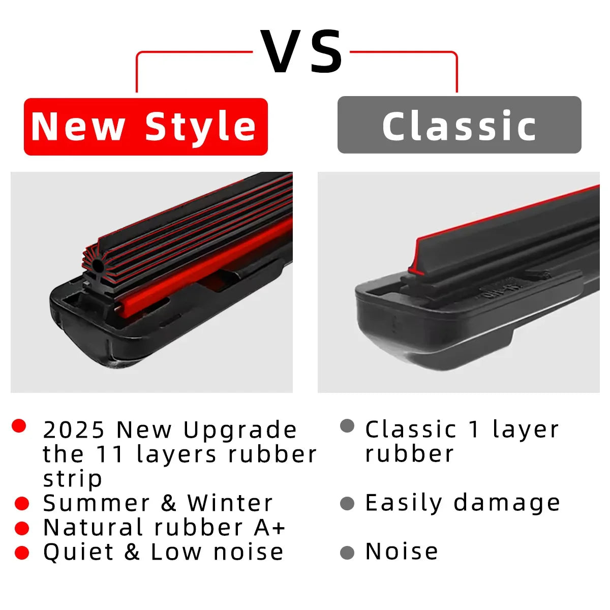 11-Layer Rubber Car Windshield Wiper Blade for 16mm Interface