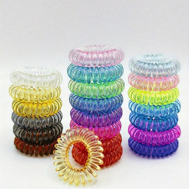 100PCS Telephone Wire Hair Ties Elastic Spiral Ponytail Holders - 3