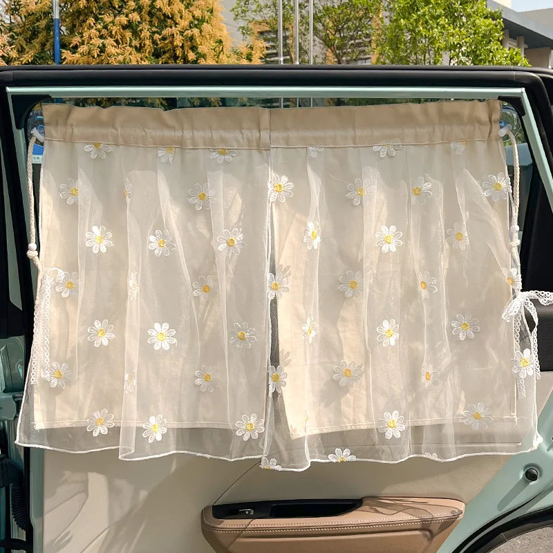 Floral Print Retractable Car Window Sunshade - 23