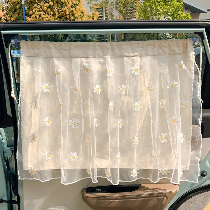 Floral Print Retractable Car Window Sunshade - 25
