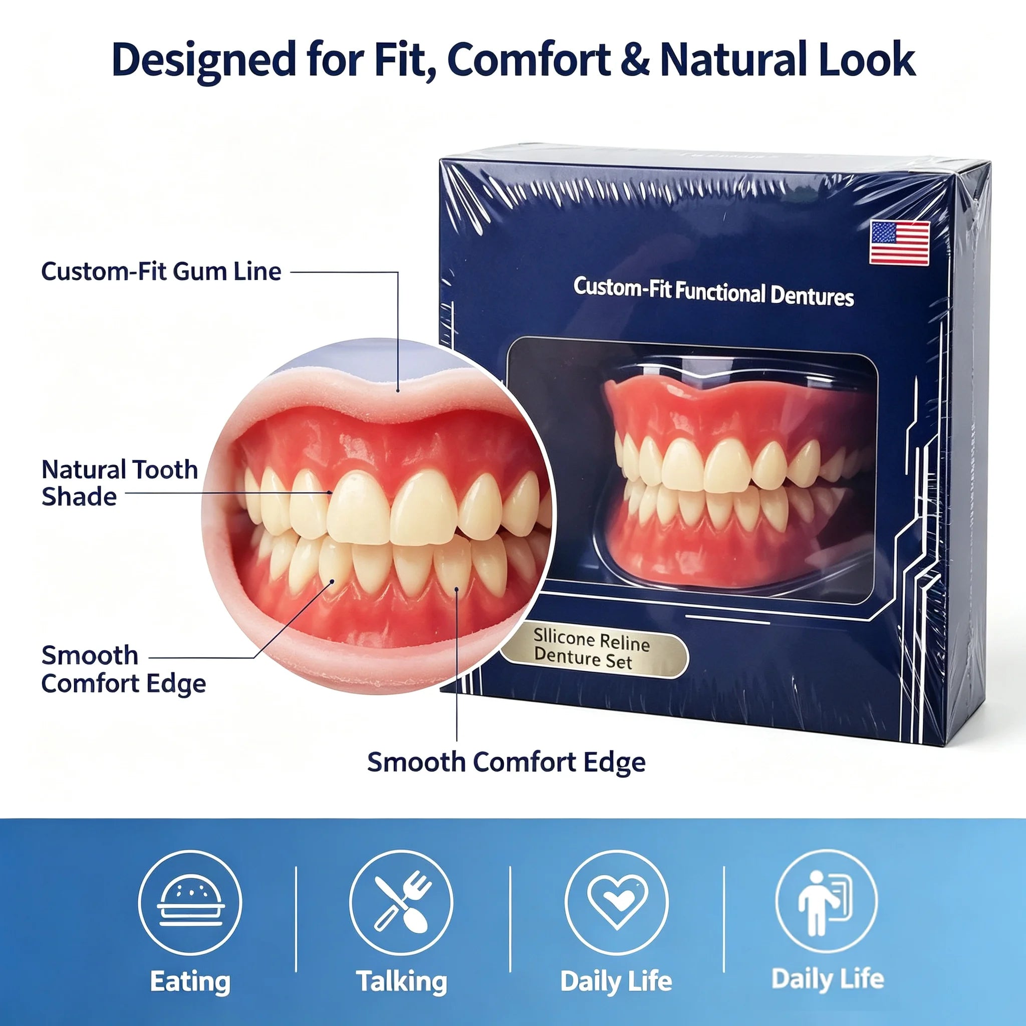 Full-Mouth Silicone Denture Set for Natural Smile - 10
