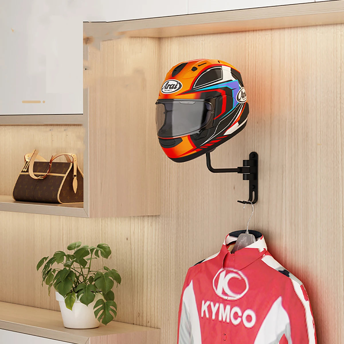 Heavy Duty Wall Mounted Helmet Display Rack for Motorcycles