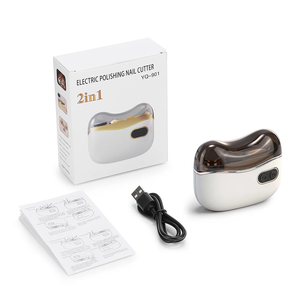 Electric Automatic Nail Trimmer and Polisher with LED Light