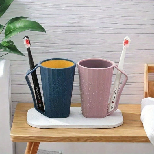Dual Color Toothbrush Holder Cup Reusable Bathroom Mouthwash Tumbler