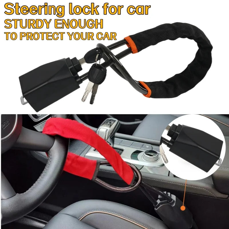 Heavy-Duty Steel Cable Steering Wheel Anti-Theft Security Lock